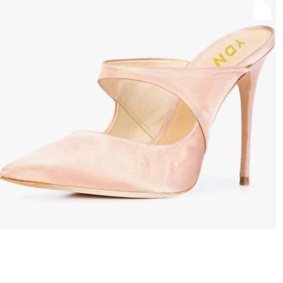 YDN Pink Pointy Toe High Heel Mules Slip on Clogs Stiletto Slide Sandals Shoes - Picture 1 of 8